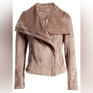 BLANKNYC Faux Suede Moto Jacket Warm Taupe Small